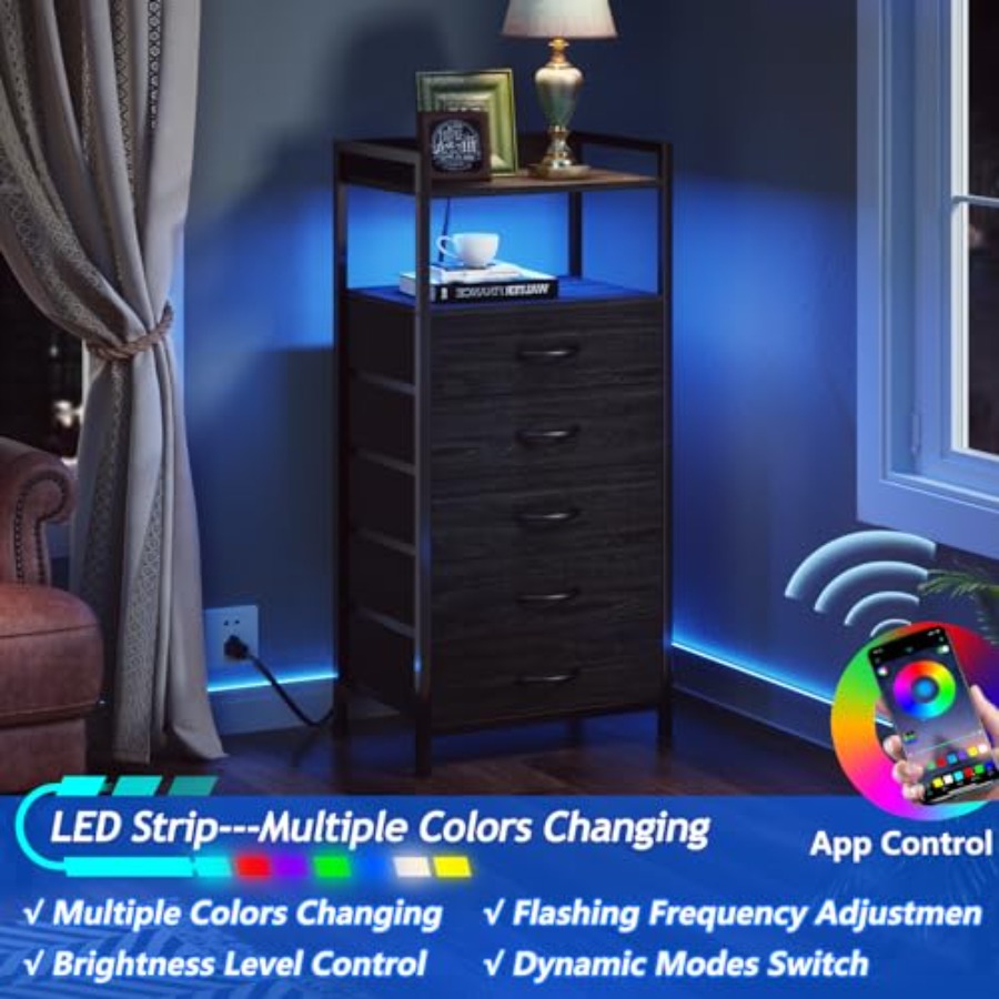 Tall Black Night Stand with Ch - Furniture Lighting & Decor Magazine 评论和价格